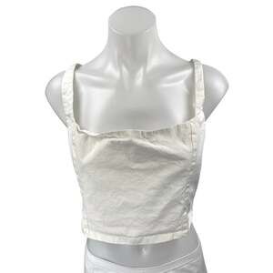 Princess Polly White Sleeveless Zip Cami Camisole Bandeau Crop Tank Top Size 12
